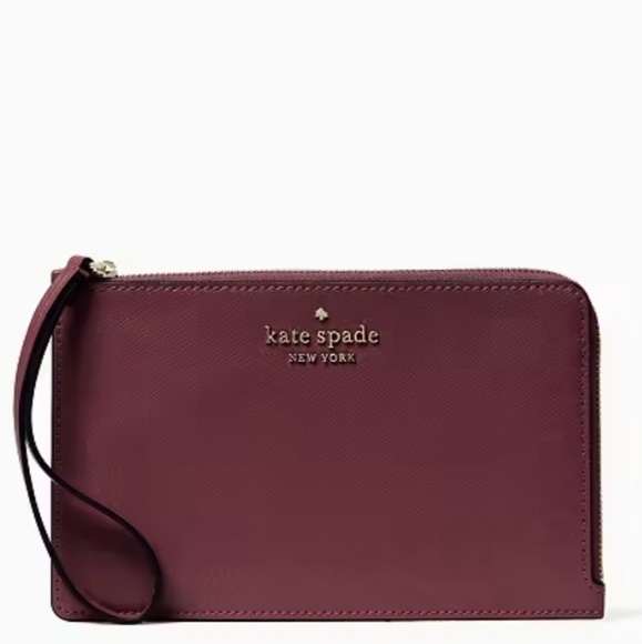 NWT Kate Spade Staci Medium Zip Wristlet Deep Berry - Picture 1 of 8